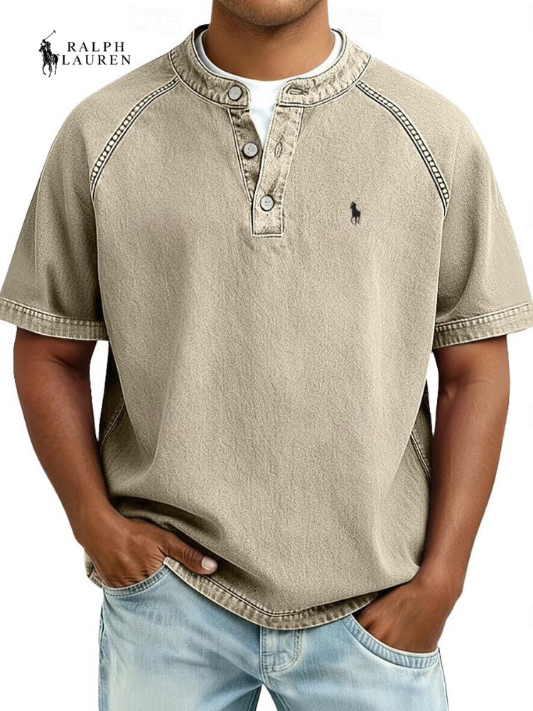 Men's Vintage Henley Polo