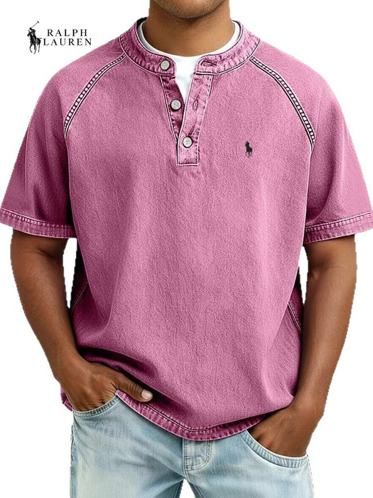 Men's Vintage Henley Polo