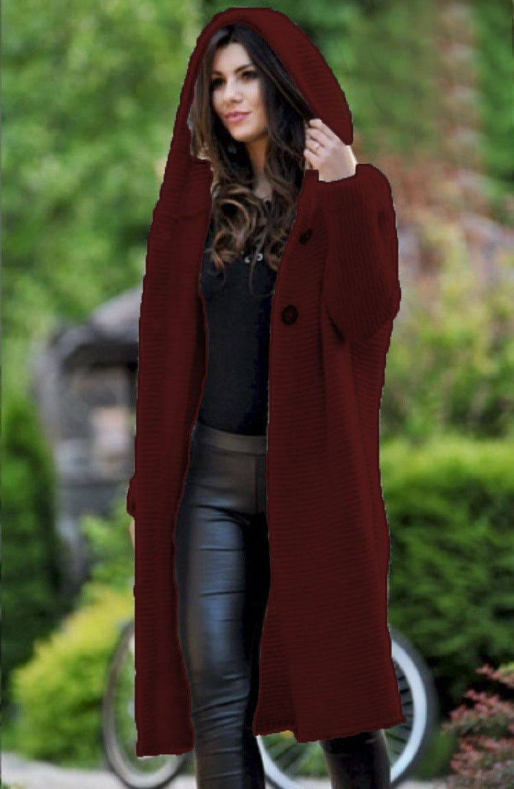 Cozy Hooded Knit Cardigan Classic