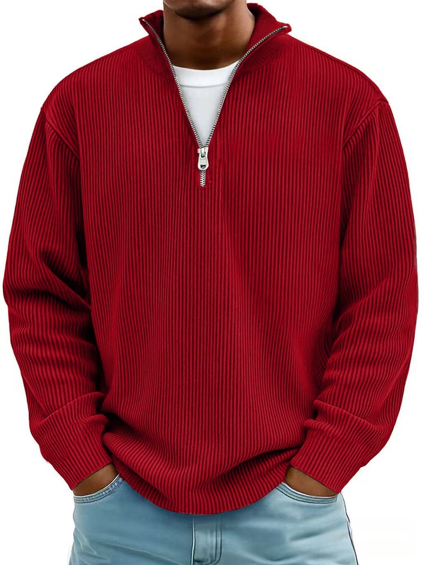 Corduroy Half-Zip Sweatshirt