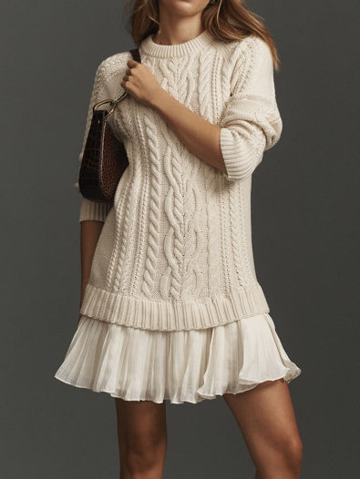 Soft Knit Patchwork Mini Dress