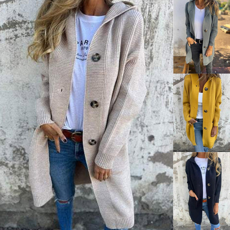 Cozy Hooded Knit Cardigan Classic
