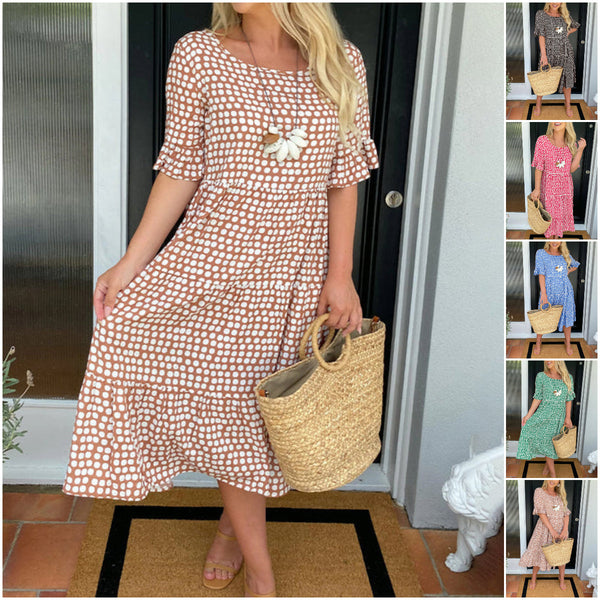 Cool Polka Dot Midi Dress