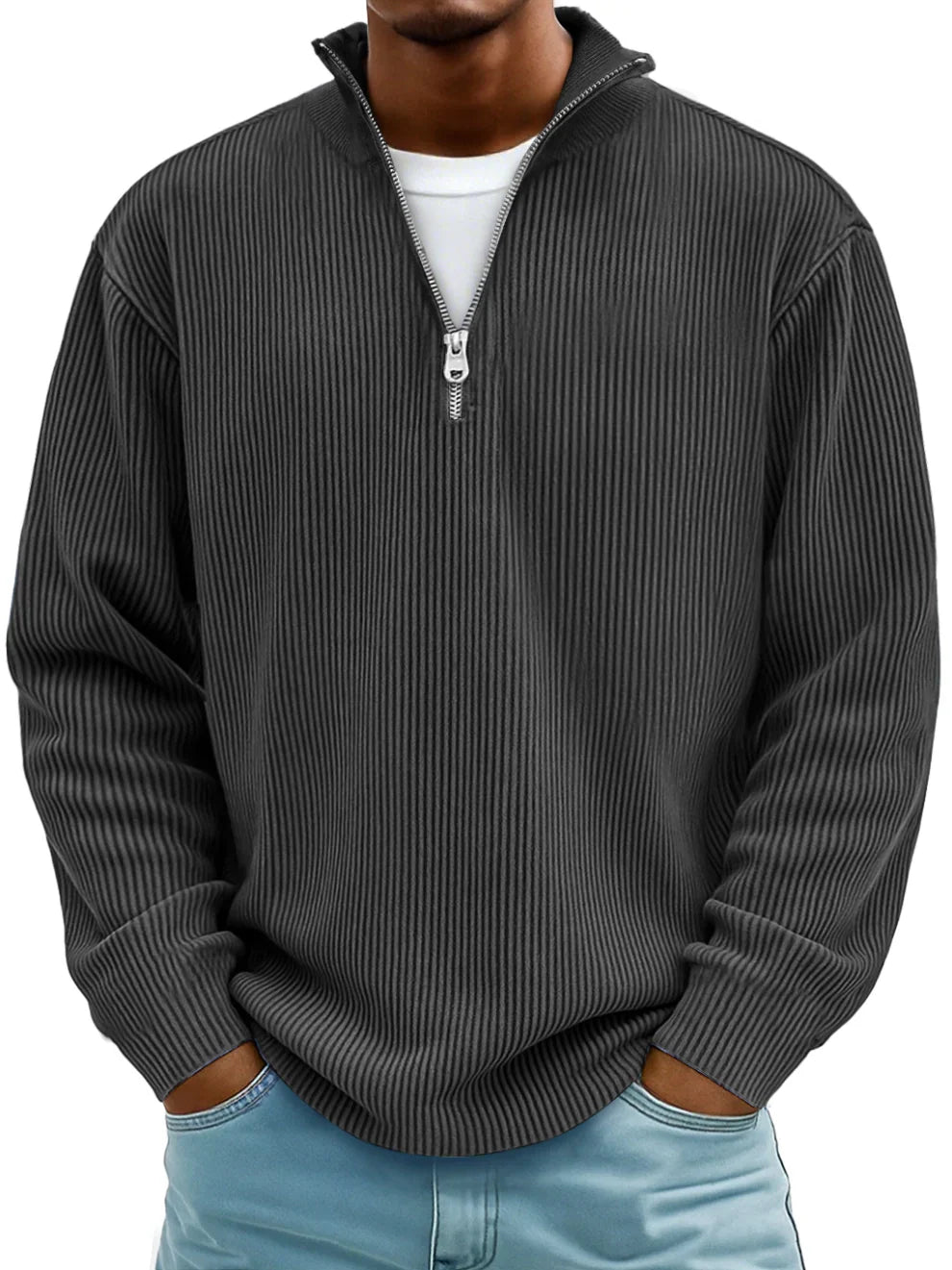Corduroy Half-Zip Sweatshirt